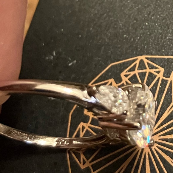 QVC Moissanite 1.45ct 3 stone silver ring size 7 - Picture 10 of 12